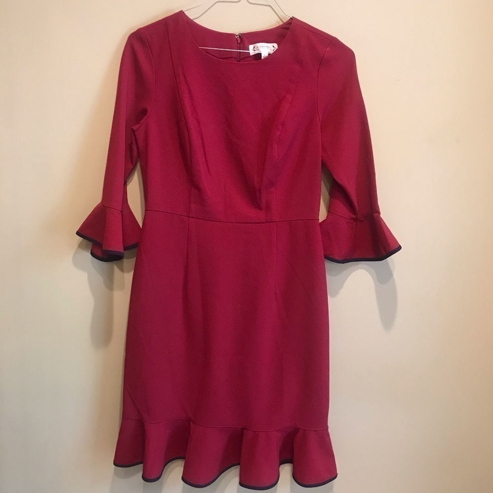 NANETTE LEPORE RED DRESS BLACK TRIM SIZE 6